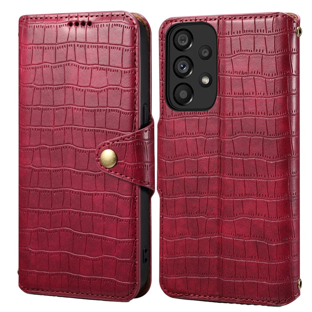 Samsung Galaxy A33 5G-skal med krokodilstruktur och plånboksfodral