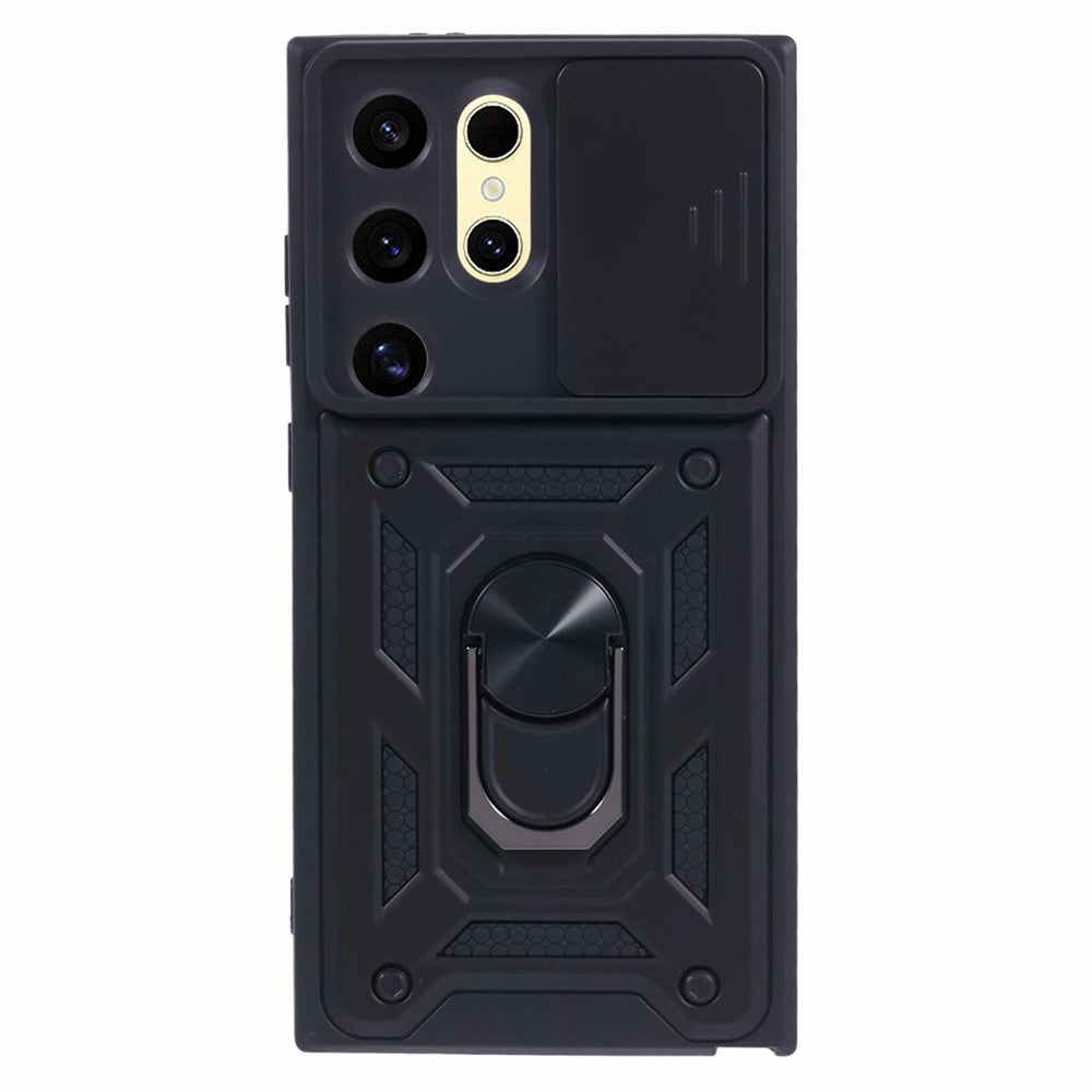 For Samsung Galaxy S24 Ultra Case Kickstand Phone Cover with Slide Lens Protection