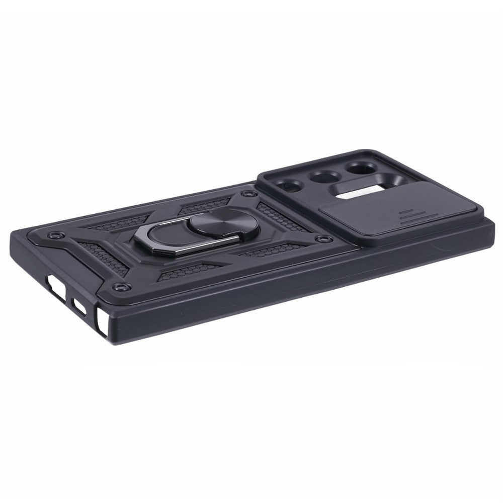 For Samsung Galaxy S24 Ultra Case Kickstand Phone Cover with Slide Lens Protection