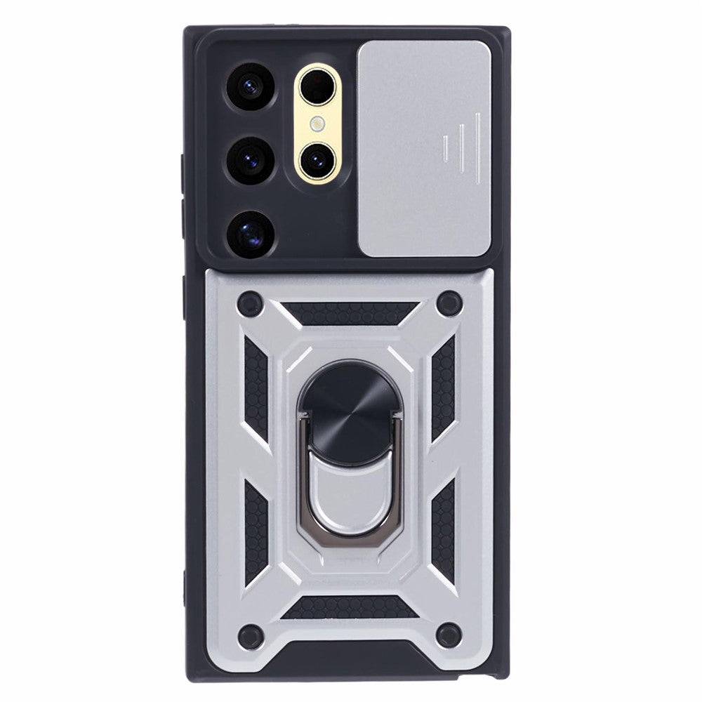 For Samsung Galaxy S24 Ultra Case Kickstand Phone Cover with Slide Lens Protection