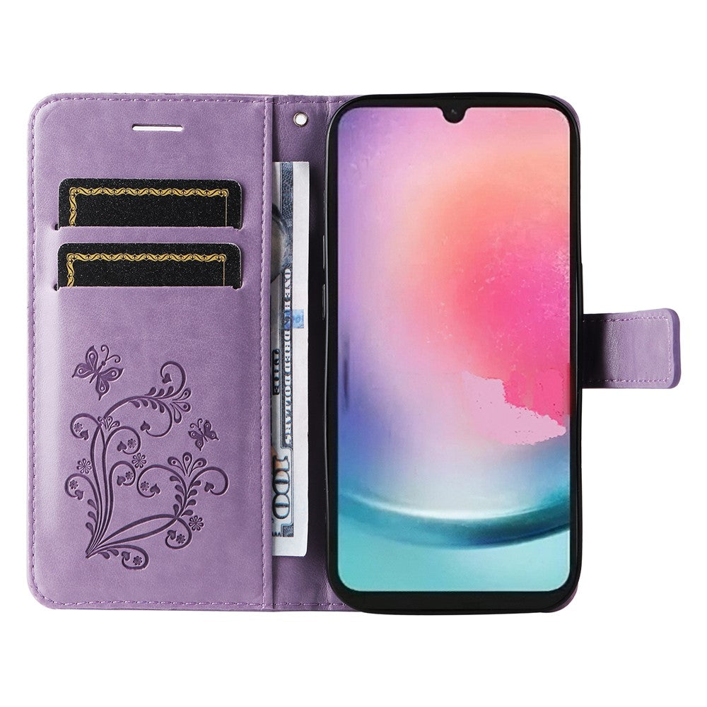 For Samsung Galaxy A25 5G (Global) Wallet Case Floral Butterfly Imprinted Leather Phone Cover Stand