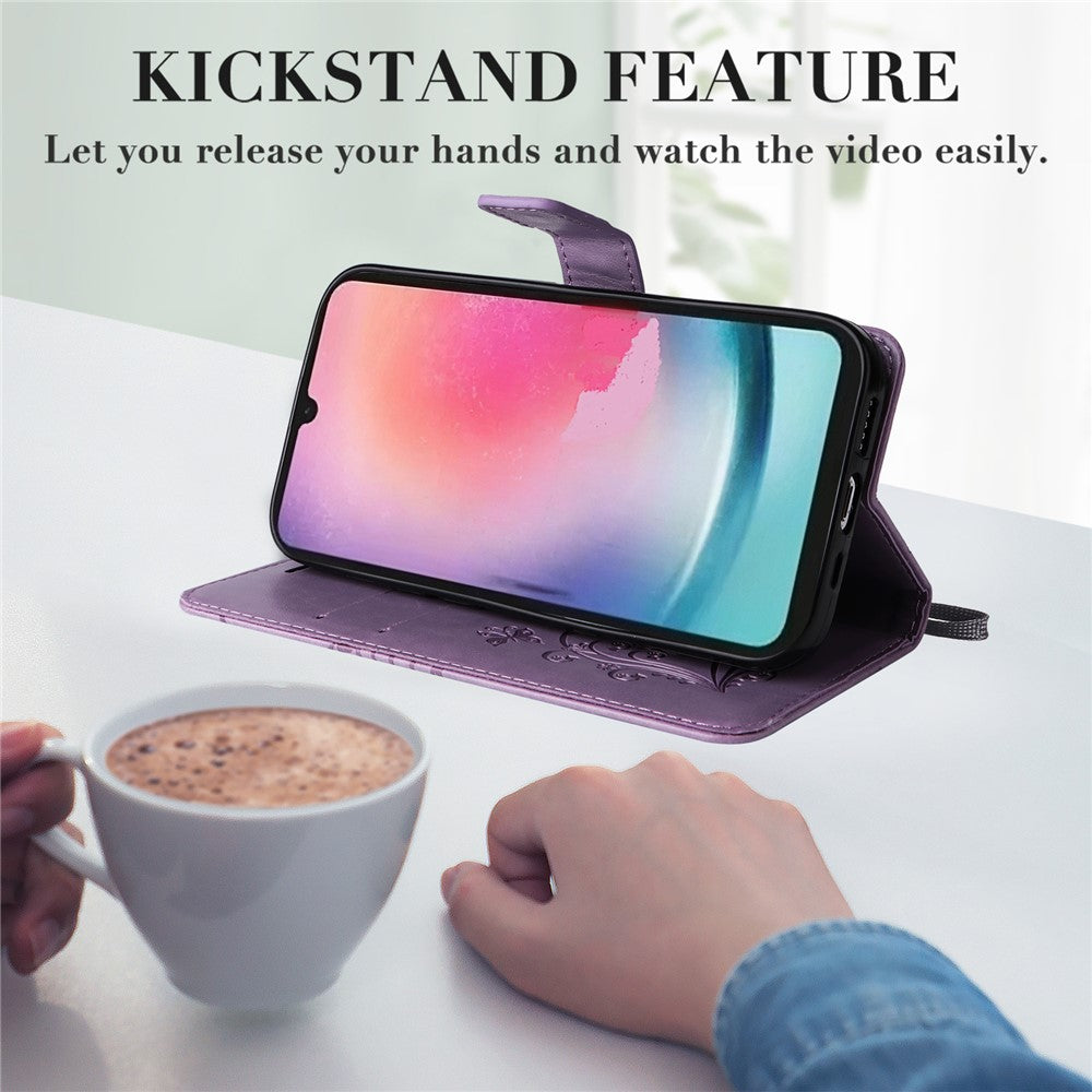 For Samsung Galaxy A25 5G (Global) Wallet Case Floral Butterfly Imprinted Leather Phone Cover Stand