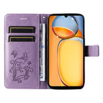 For Xiaomi Redmi 13C 4G / 13C 5G / 13R 5G / Poco M6 5G / Poco C65 4G Wallet Case Floral Butterfly Imprinted Leather Phone Cover Stand