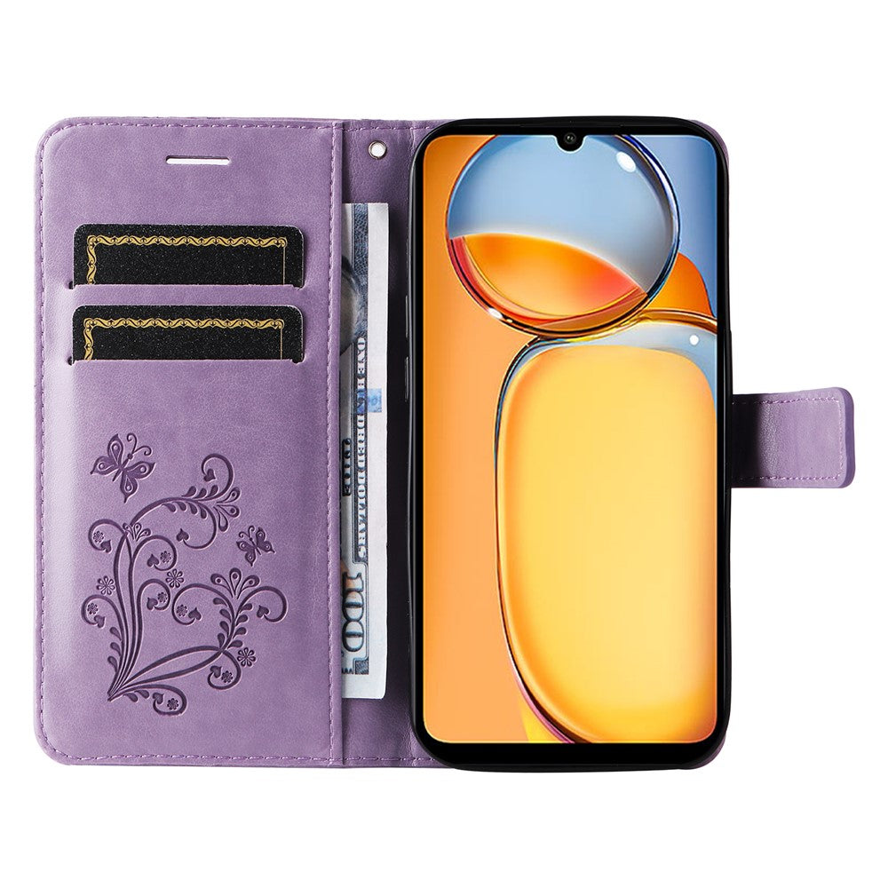 For Xiaomi Redmi 13C 4G / 13C 5G / 13R 5G / Poco M6 5G / Poco C65 4G Wallet Case Floral Butterfly Imprinted Leather Phone Cover Stand