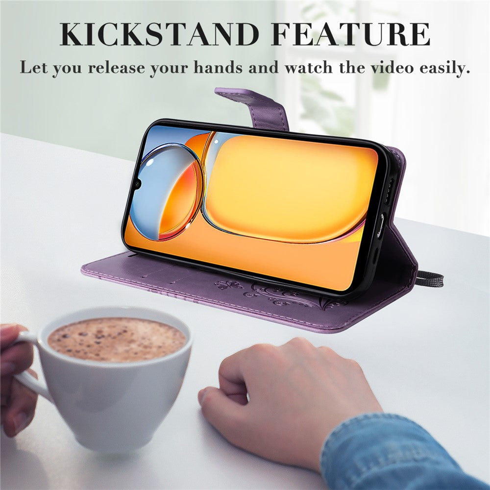 For Xiaomi Redmi 13C 4G / 13C 5G / 13R 5G / Poco M6 5G / Poco C65 4G Wallet Case Floral Butterfly Imprinted Leather Phone Cover Stand