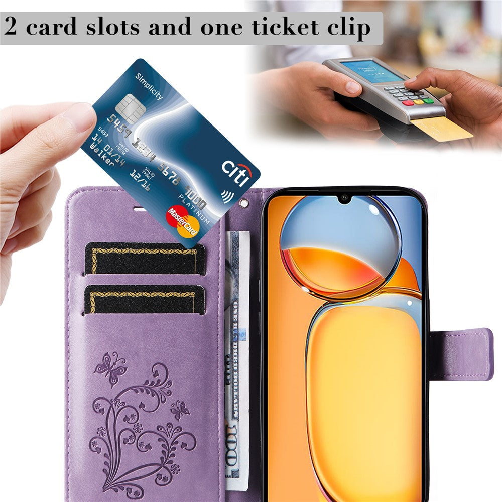 For Xiaomi Redmi 13C 4G / 13C 5G / 13R 5G / Poco M6 5G / Poco C65 4G Wallet Case Floral Butterfly Imprinted Leather Phone Cover Stand