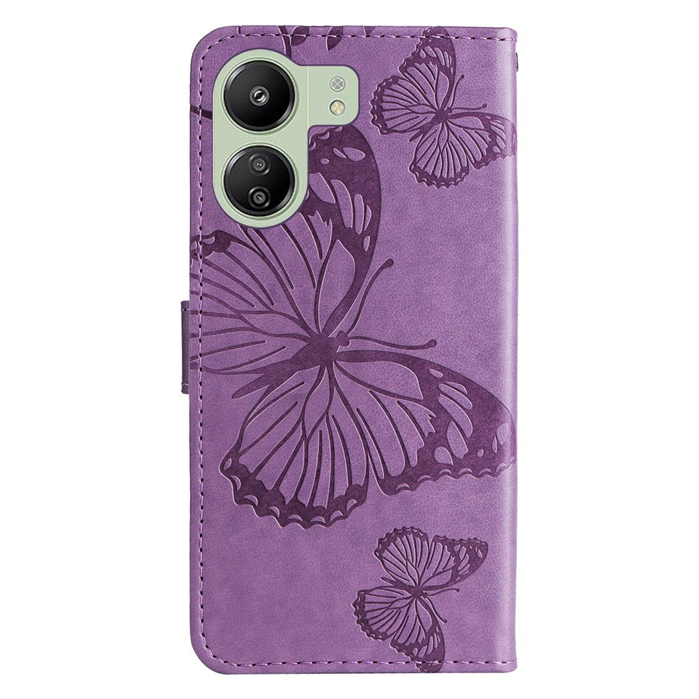For Xiaomi Redmi 13C 4G / 13C 5G / 13R 5G / Poco M6 5G / Poco C65 4G Wallet Case Floral Butterfly Imprinted Leather Phone Cover Stand