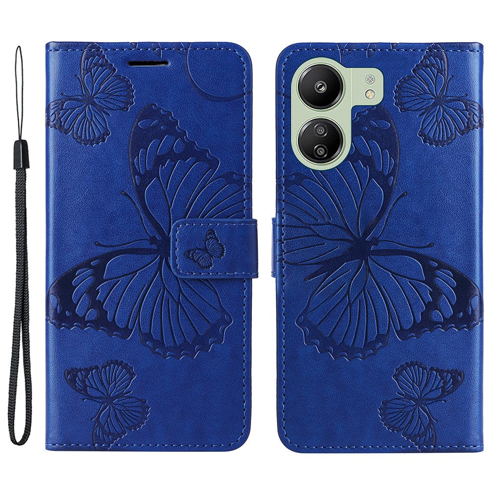 For Xiaomi Redmi 13C 4G / 13C 5G / 13R 5G / Poco M6 5G / Poco C65 4G Wallet Case Floral Butterfly Imprinted Leather Phone Cover Stand