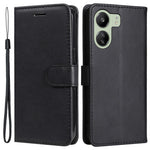 For Xiaomi Redmi 13C 4G / 13C 5G / 13R 5G / Poco M6 5G / Poco C65 4G Case Solid Color Leather Mobile Cover Wallet Stand with Strap