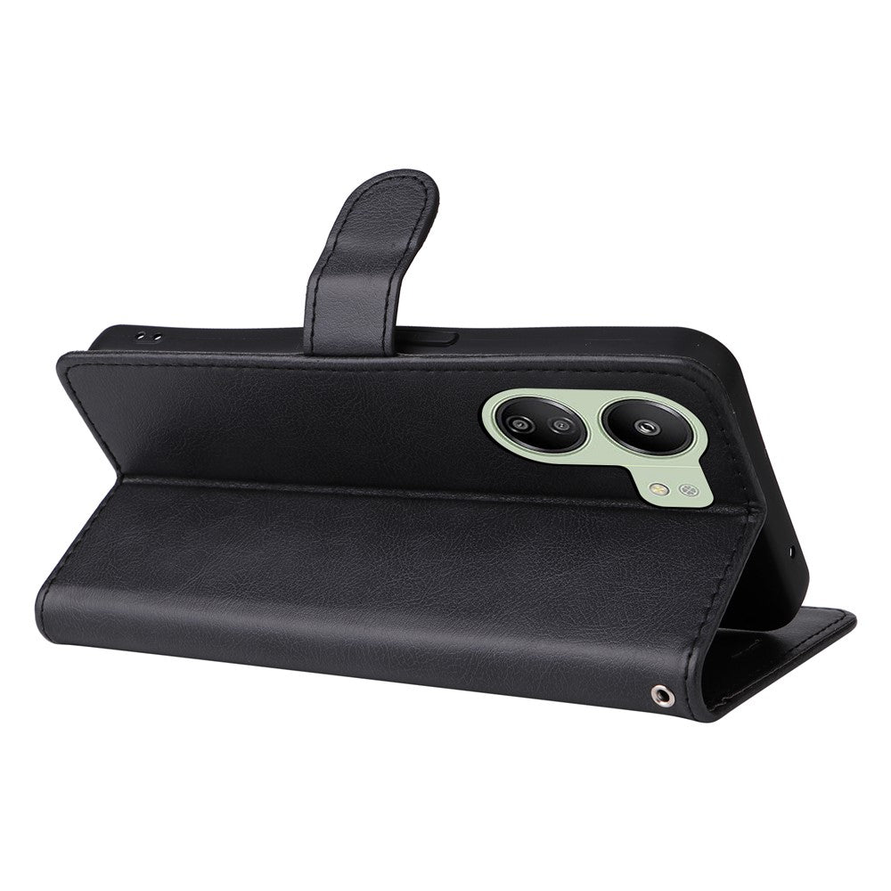 For Xiaomi Redmi 13C 4G / 13C 5G / 13R 5G / Poco M6 5G / Poco C65 4G Case Solid Color Leather Mobile Cover Wallet Stand with Strap