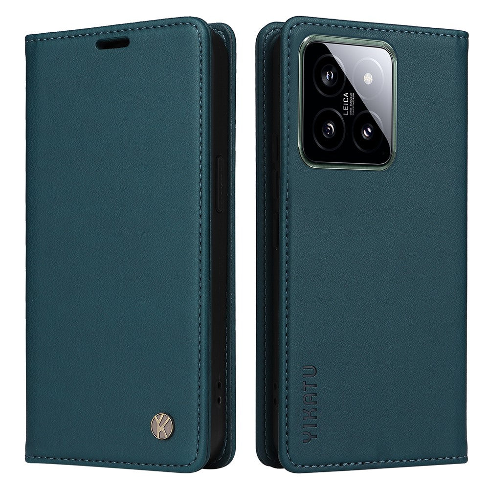 YIKATU YK-001 för Xiaomi 14-skal med fallskydd, plånbok i PU-läder, mobilfodral