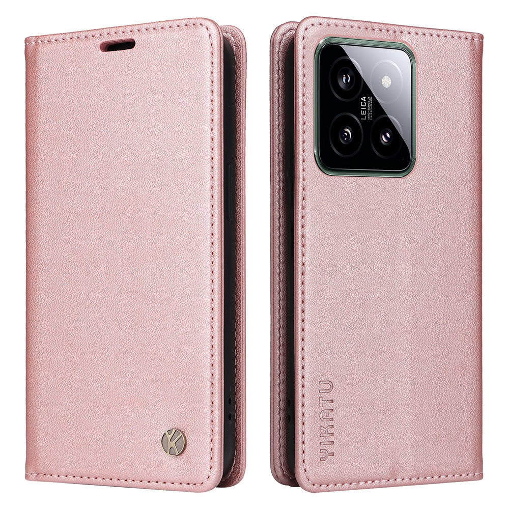 YIKATU YK-001 för Xiaomi 14-skal med fallskydd, plånbok i PU-läder, mobilfodral