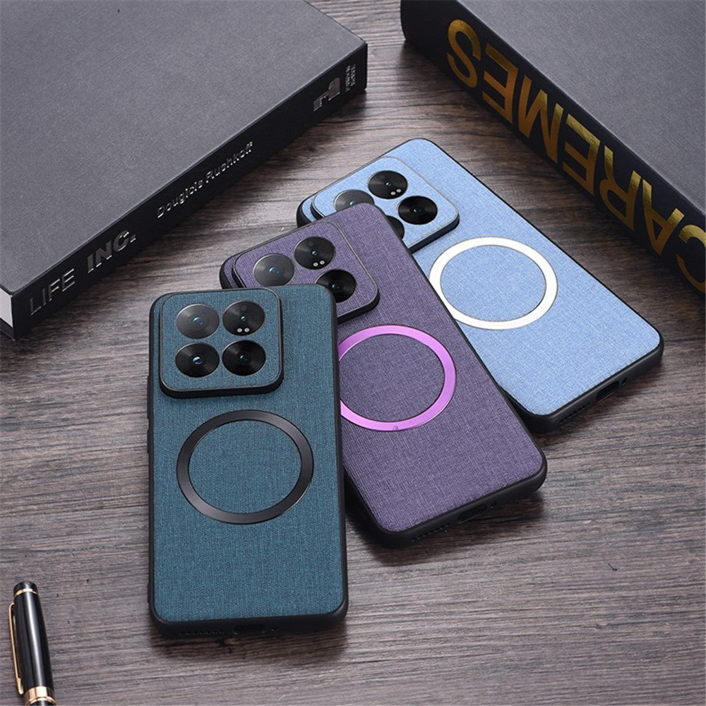 For Xiaomi 14 Case Slim TPU+Cloth Smartphone Cover Magnetic Case