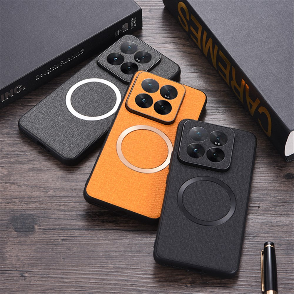 For Xiaomi 14 Case Slim TPU+Cloth Smartphone Cover Magnetic Case