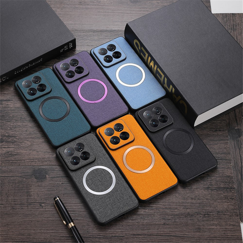 For Xiaomi 14 Case Slim TPU+Cloth Smartphone Cover Magnetic Case