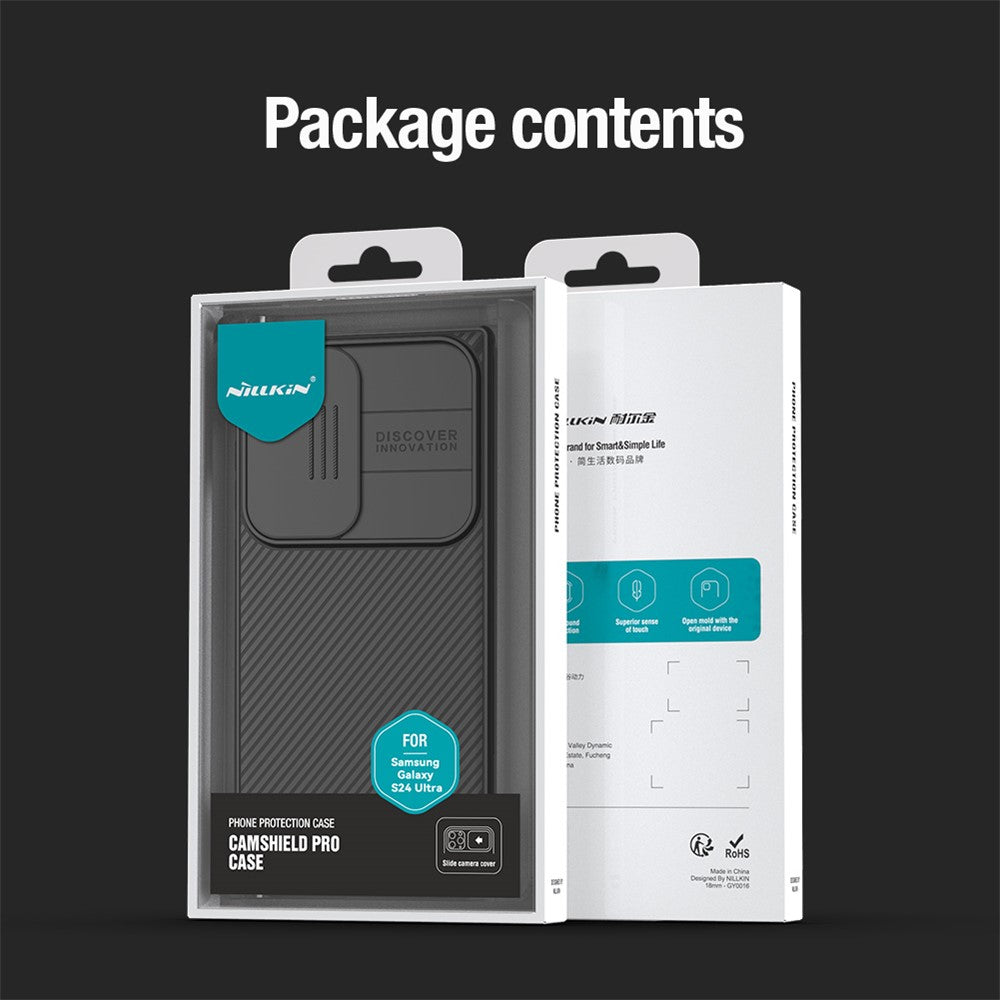 NILLKIN CamShield Pro Series-etui til Samsung Galaxy S24 Ultra i PC+TPU med skydebeskyttelse til kameraet - mobilbeskyttelse