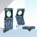 ABEEL For Samsung Galaxy Z Flip5 5G Case Mahjong Texture Genuine Cow Leather+PC Phone Cover