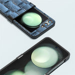 ABEEL For Samsung Galaxy Z Flip5 5G Case Mahjong Texture Genuine Cow Leather+PC Phone Cover