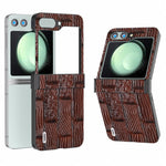 ABEEL For Samsung Galaxy Z Flip5 5G Case Mahjong Texture Genuine Cow Leather+PC Phone Cover