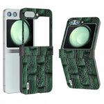 ABEEL For Samsung Galaxy Z Flip5 5G Case Mahjong Texture Genuine Cow Leather+PC Phone Cover