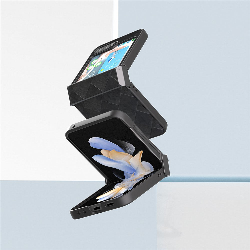 ABEEL For Samsung Galaxy Z Flip5 5G Case Grid Texture Hinge Protection Folding Phone Cover