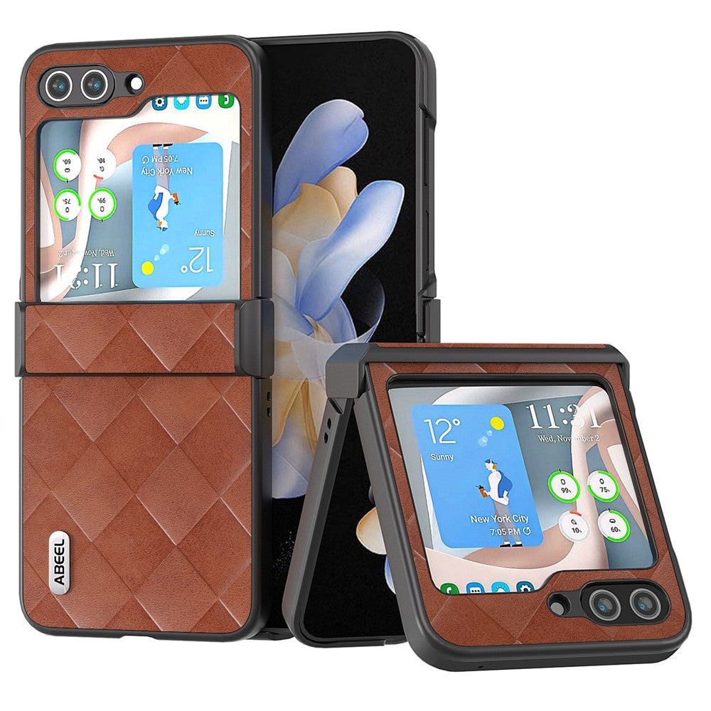 ABEEL For Samsung Galaxy Z Flip5 5G Case Grid Texture Hinge Protection Folding Phone Cover