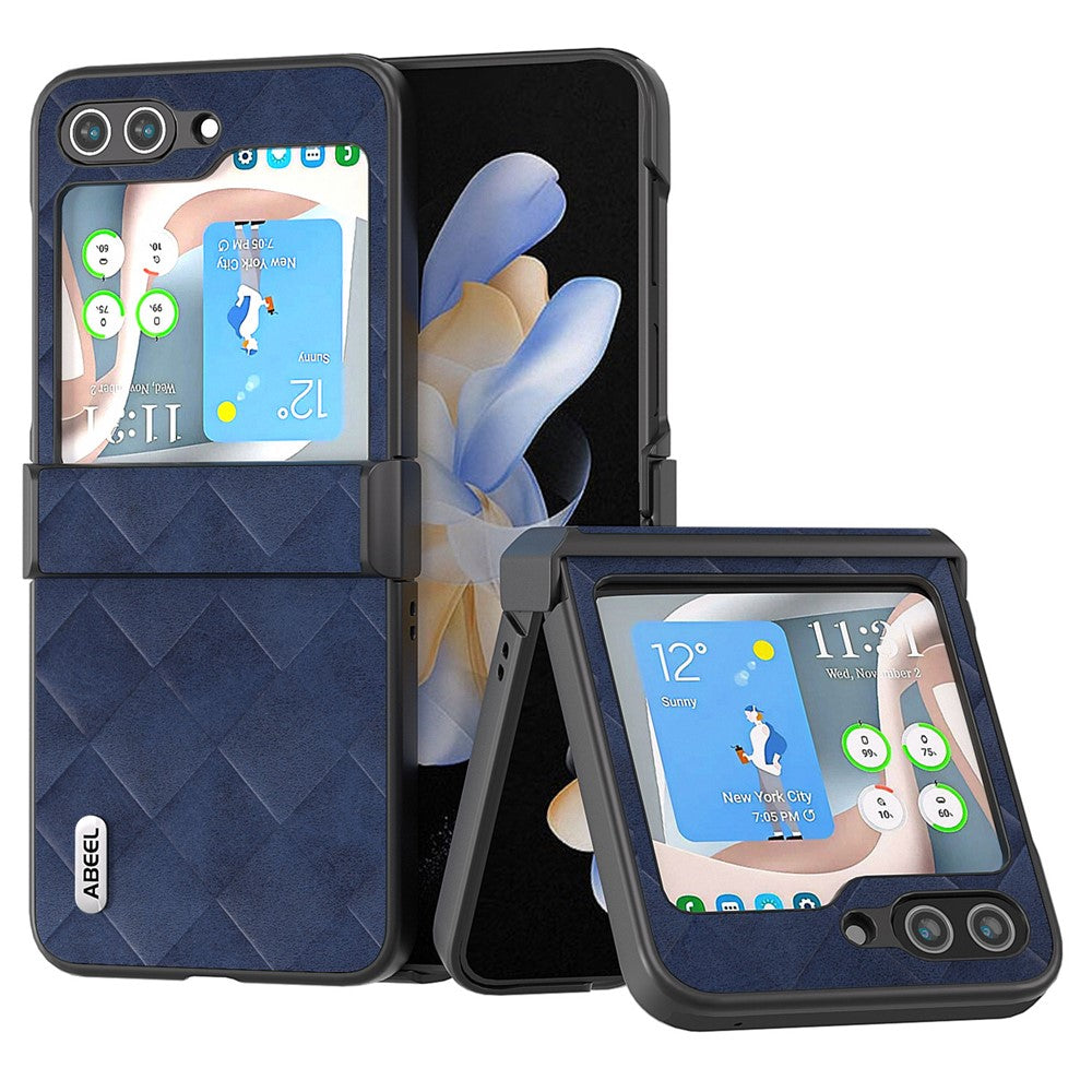 ABEEL For Samsung Galaxy Z Flip5 5G Case Grid Texture Hinge Protection Folding Phone Cover