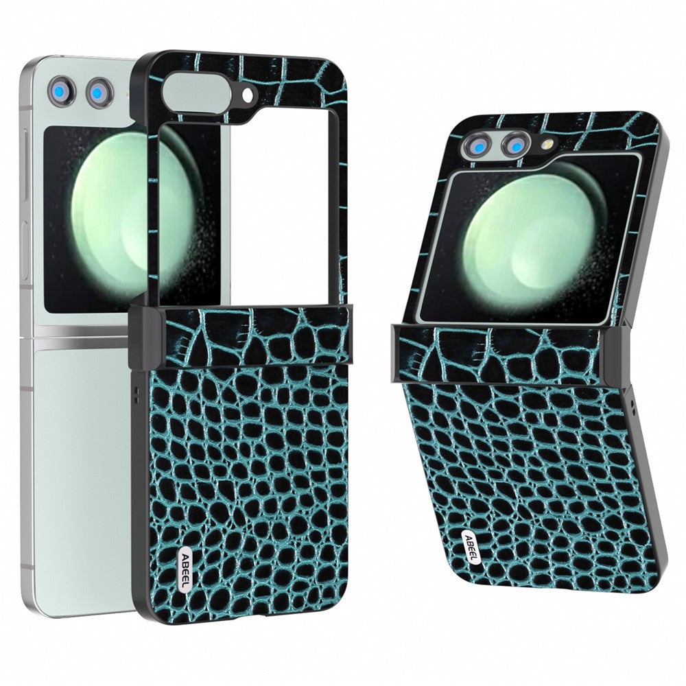 ABEEL For Samsung Galaxy Z Flip5 5G Case Hinge Protection Genuine Cow Leather+PC Cover