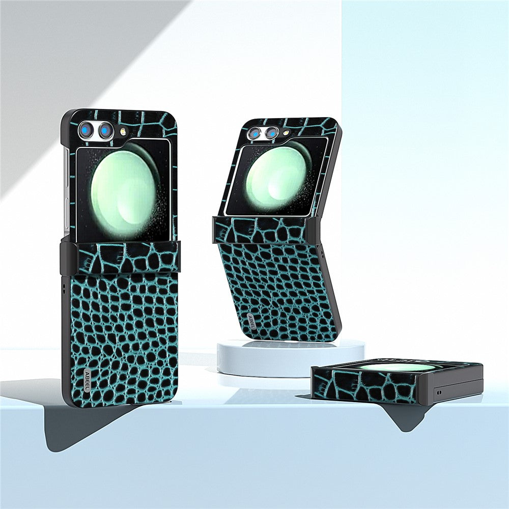 ABEEL For Samsung Galaxy Z Flip5 5G Case Hinge Protection Genuine Cow Leather+PC Cover