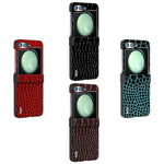 ABEEL For Samsung Galaxy Z Flip5 5G Case Hinge Protection Genuine Cow Leather+PC Cover