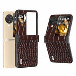 ABEEL For Oppo Find N3 Flip 5G Folding Phone Case Hinge Protection Crocodile Texture Cover