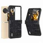 ABEEL For Oppo Find N3 Flip 5G Case Genuine Cow Leather Coated PC Cover with Hinge Protection