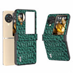 ABEEL For Oppo Find N3 Flip 5G Case Genuine Cow Leather Coated PC Cover with Hinge Protection