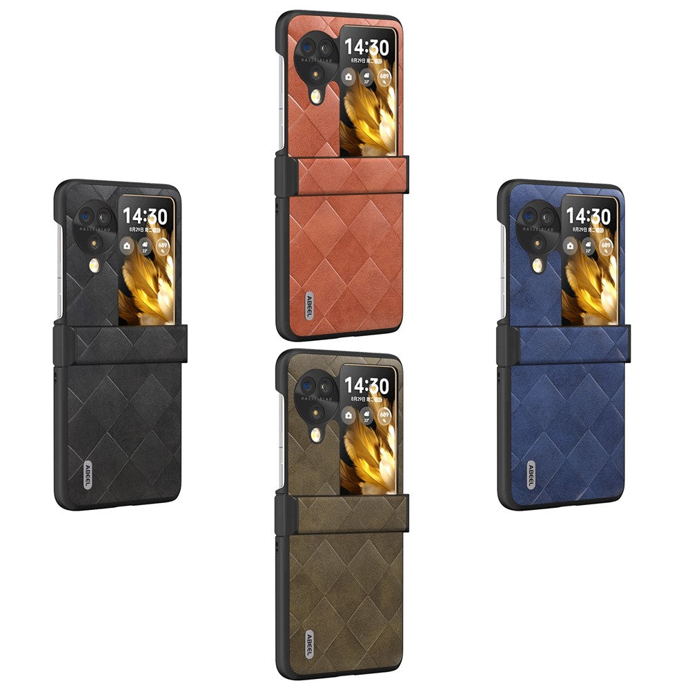 ABEEL For Oppo Find N3 Flip 5G Case Hinge Protection Leather Coated Hard PC Cover