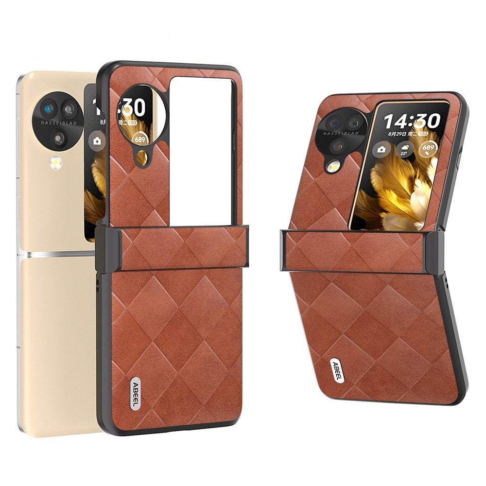 ABEEL For Oppo Find N3 Flip 5G Case Hinge Protection Leather Coated Hard PC Cover
