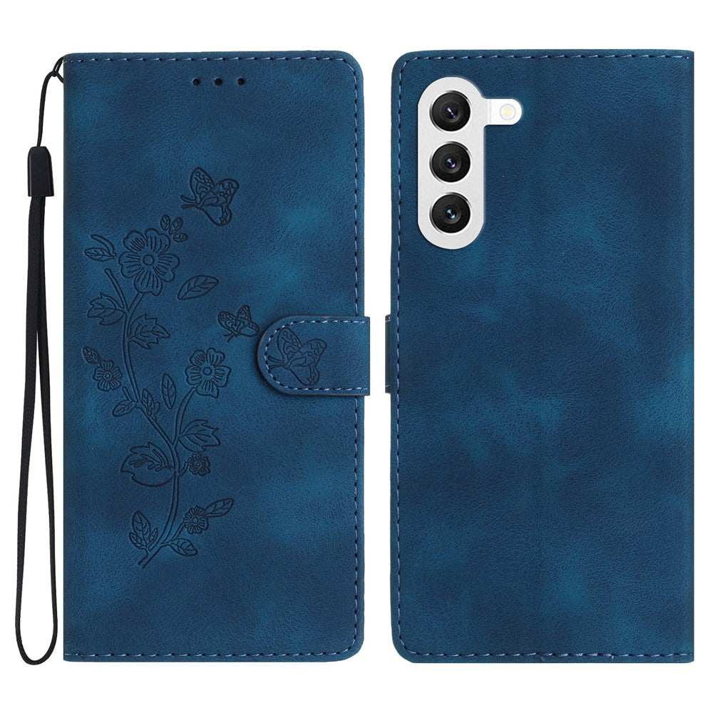 For Samsung Galaxy S24 Imprinted Flower Wallet Magnetic Phone Case PU Leather Stand Cover