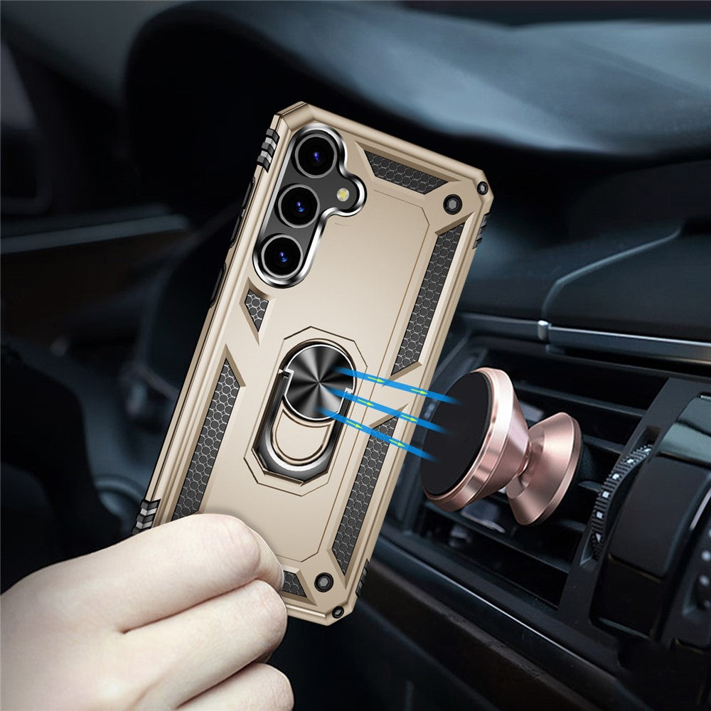 For Samsung Galaxy S24+ Case TPU+PC Phone Cover with Ring Kickstand