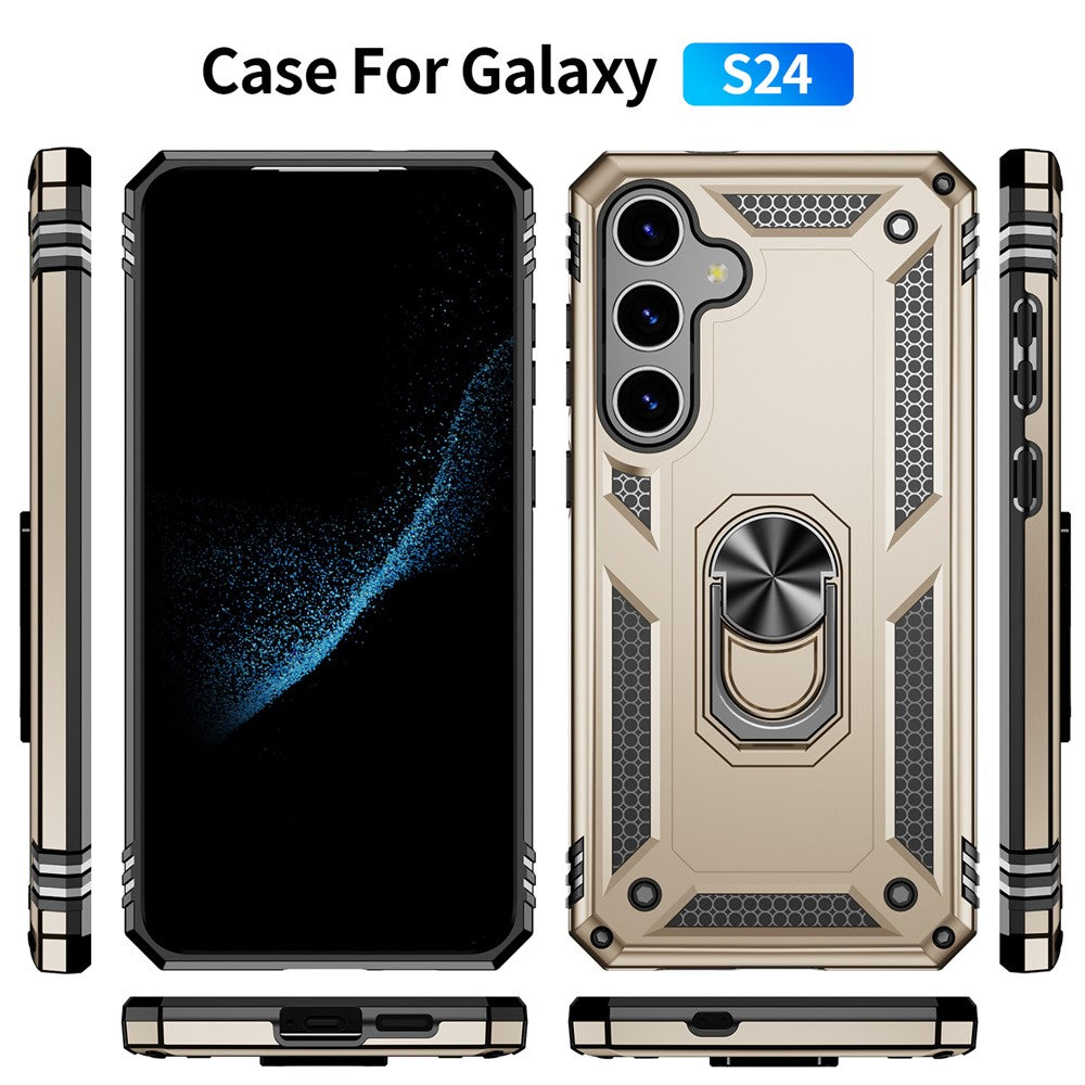 For Samsung Galaxy S24+ Case TPU+PC Phone Cover with Ring Kickstand