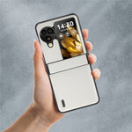 ABEEL For Oppo Find N3 Flip 5G Case Genuine Cow Leather+PC Hinge Protection Phone Cover