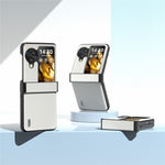 ABEEL For Oppo Find N3 Flip 5G Case Genuine Cow Leather+PC Hinge Protection Phone Cover