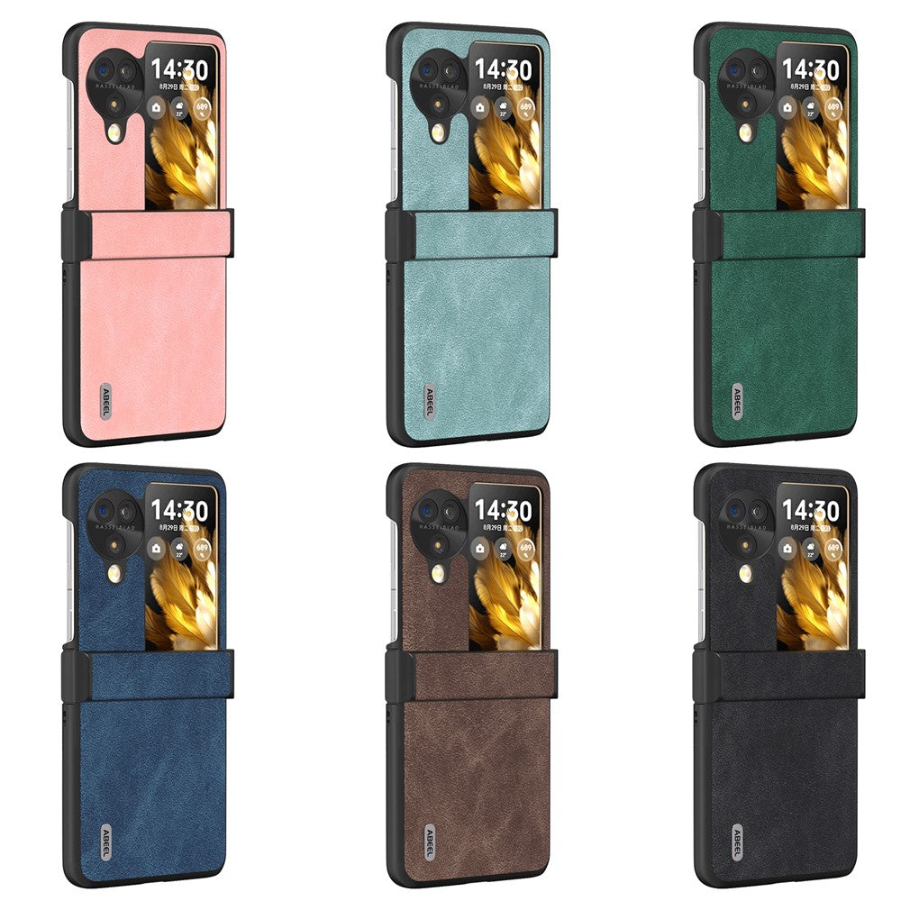 ABEEL For Oppo Find N3 Flip 5G Case Hinge Design Leather+PC Folding Phone Cover