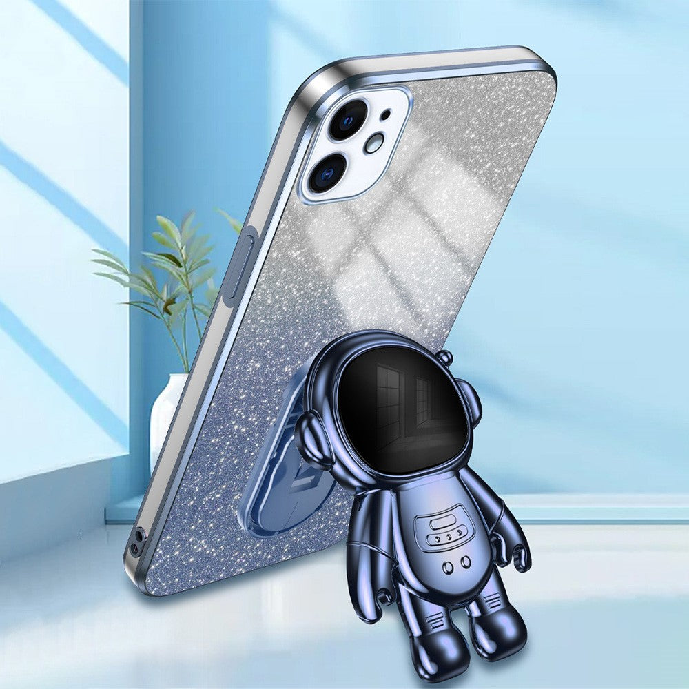 For iPhone 12 mini Case Anti-drop Astronaut Kickstand Cell Phone Shell PC+TPU Cover