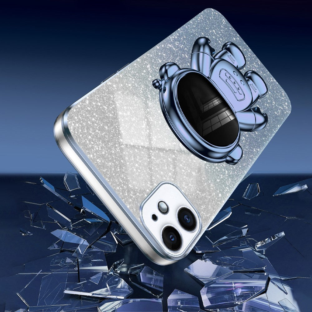 For iPhone 12 mini Case Anti-drop Astronaut Kickstand Cell Phone Shell PC+TPU Cover