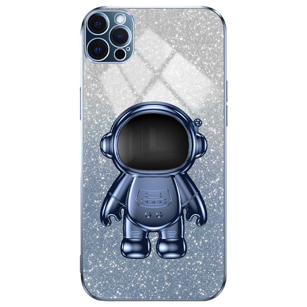 Glittery Powder Decor Cover for iPhone 12 Pro Case Kickstand PC+TPU Phone Shell