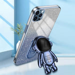 Glittery Powder Decor Cover for iPhone 12 Pro Case Kickstand PC+TPU Phone Shell