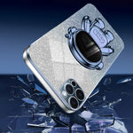 Glittery Powder Decor Cover for iPhone 12 Pro Case Kickstand PC+TPU Phone Shell