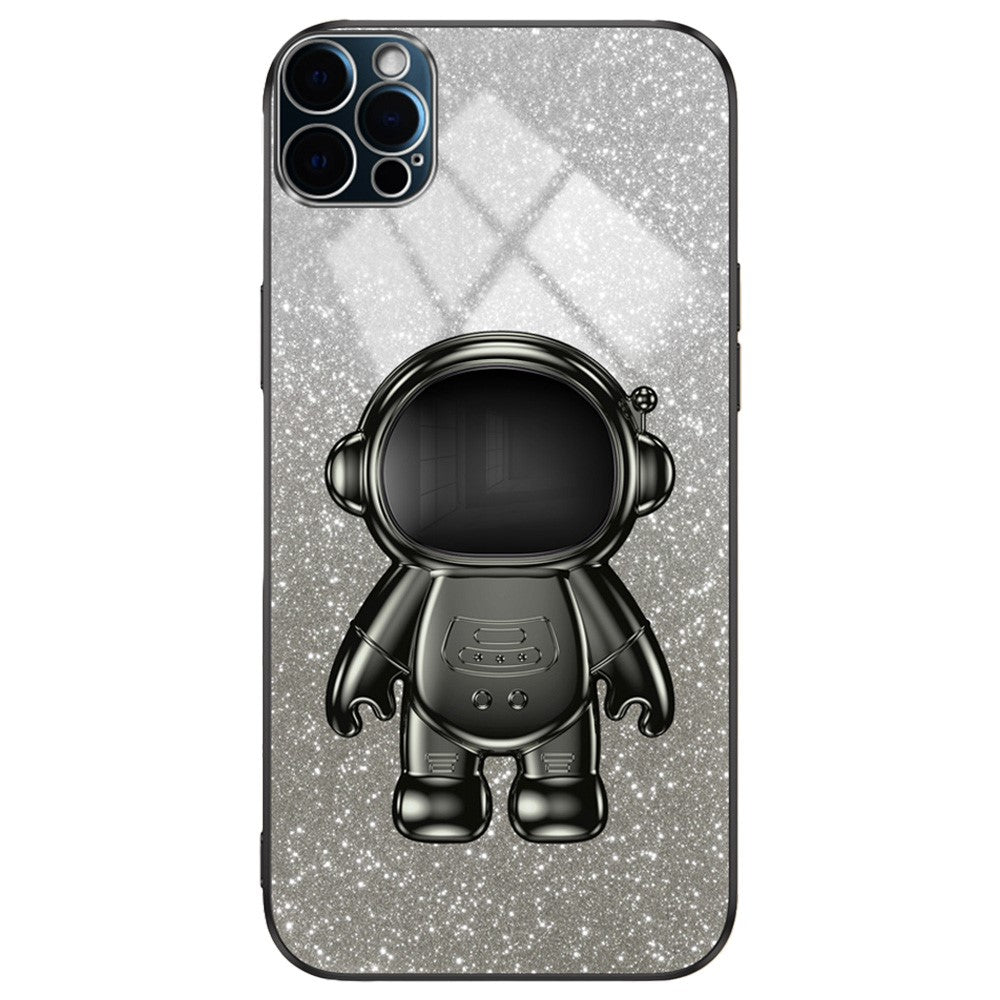 Glittery Powder Decor Cover for iPhone 12 Pro Case Kickstand PC+TPU Phone Shell