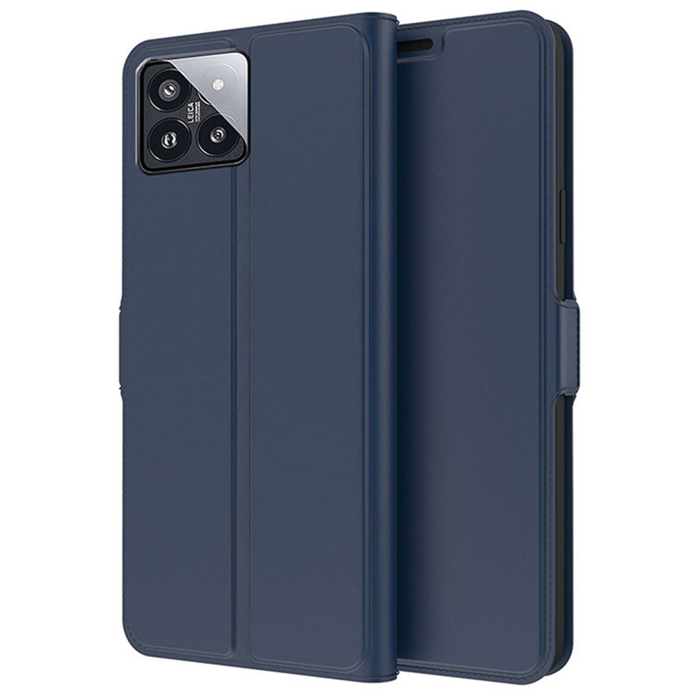 Läderfodral för Xiaomi 14, stativ, korthållare, magnetisk stängning
