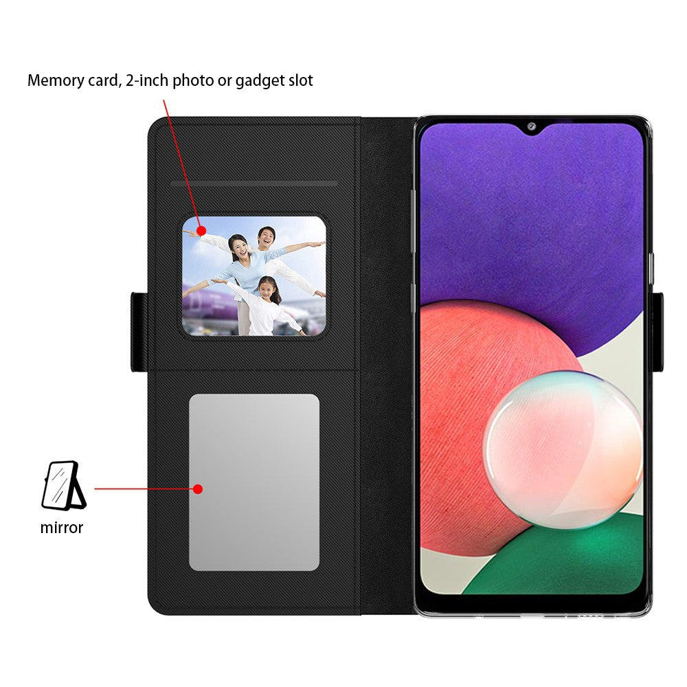 For Samsung Galaxy A05 4G Case PU Leather Phone Cover with Mirror and Card Slot