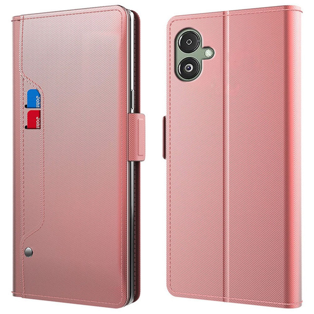 For Samsung Galaxy A05 4G Case PU Leather Phone Cover with Mirror and Card Slot